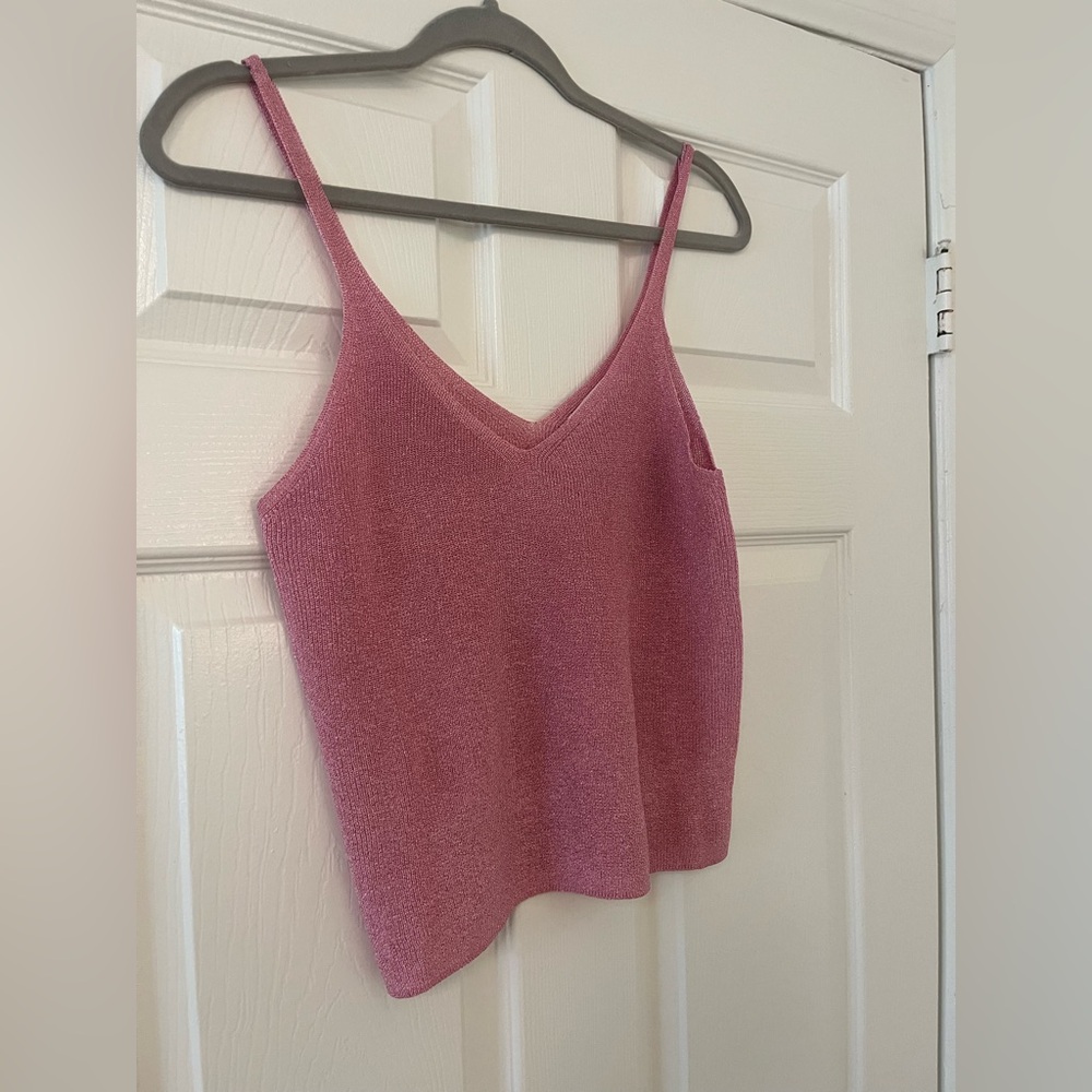 Mango Lurex Knitted Top Bubblegum Pink